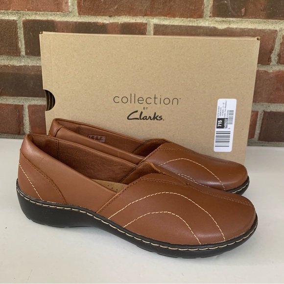 Clarks Womens Cora Meadow Slip On Brown Leather Loafers Flats US 6.5 M - Picture 1 of 10